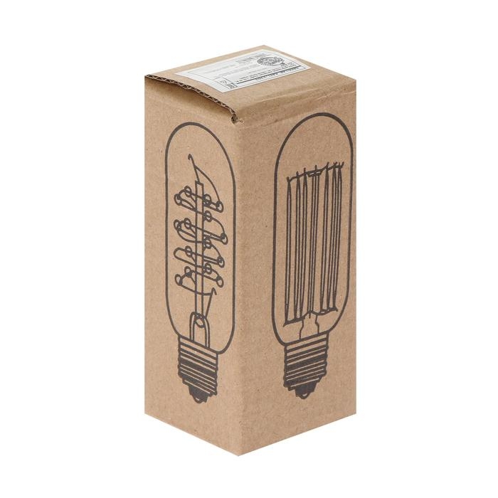 Лампа накаливания винтажная Лампа накаливания винтажная "Колба", T45, 60 Вт, Е27, 230 В, 113х45 мм, теплый белый