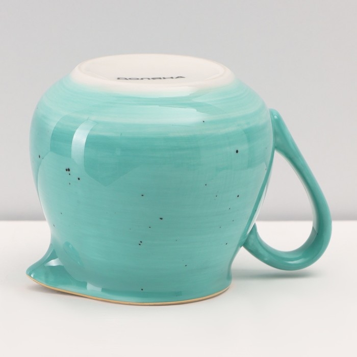 Сервиз фарфоровый чайный Доляна &laquo;Млечный путь&raquo;, 15 предметов: 6 чашек 220 мл, 6 блюдец d=13,5 см, молочник 300 мл, сахарница 350 мл, чайник 1000 мл, цвет бирюзовый