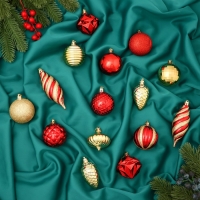 Набор украшений пластик 28 шт "Феерия" красно-золотой