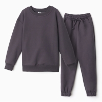 Костюм (свитшот и брюки) детский MINAKU, цвет графит, рост 134 см