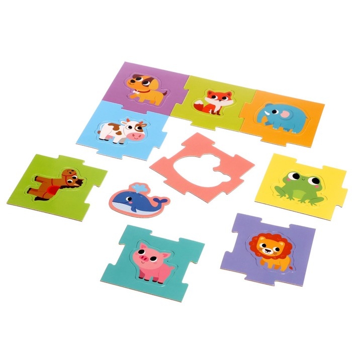 Пазлы в пластиковой упаковке &laquo;Весёлые зверята&raquo;, 18 деталей