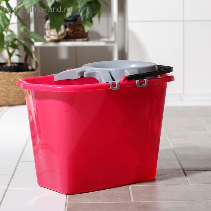 Ведро прямоугольное, 15 л, МОП, со сливом и отжимом, цвет МИКС Ведро прямоугольное, 15 л, МОП, со сливом и отжимом, цвет МИКС