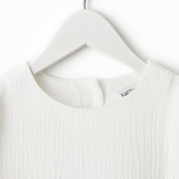 Платье детское с длинным рукавом KAFTAN "Муслин", размер 34 (122-128 см) цвет белый