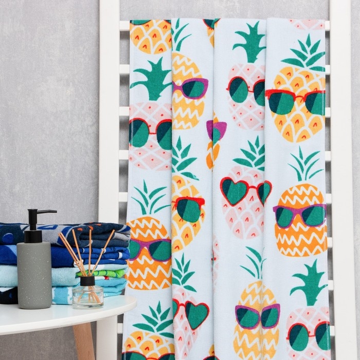 Полотенце LoveLife Полотенце LoveLife "Ананасы" 70х140 см, велюр/махра 340гр/м2, 100% хлопок