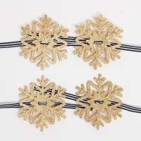 Новый год. Набор для декора столовых предметов «Снежинка», 4 шт, цвет золото 7х8 см 100% п/э, фетр Новый год. Набор для декора столовых предметов «Снежинка», 4 шт, цвет золото 7х8 см 100% п/э, фетр