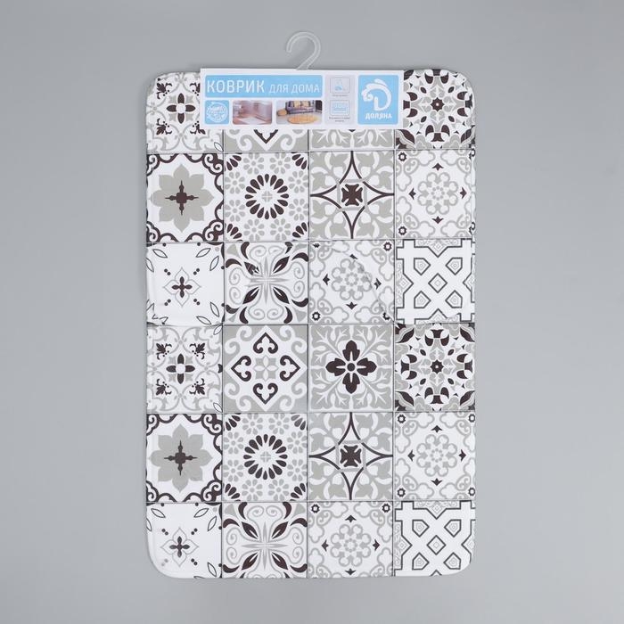 Набор ковриков для ванной и туалета Доляна &laquo;Плитка&raquo;, 2 шт: 50&times;80, 40&times;50 см, цвет коричневый