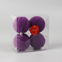 Набор шаров пластик d-8 см, 4 шт "Бархатный зной" фиолетовый