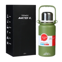 Термос, 1.1 л, Тропа "Мастер К", с кружкой, сохраняет тепло до 12 ч , зеленый Термос, 1.1 л, Тропа "Мастер К", с кружкой, сохраняет тепло до 12 ч , зеленый