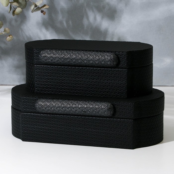 Шкатулка для украшений «Чёрный узор» экокожа, набор 2 шт. Шкатулка для украшений «Чёрный узор» экокожа, набор 2 шт.