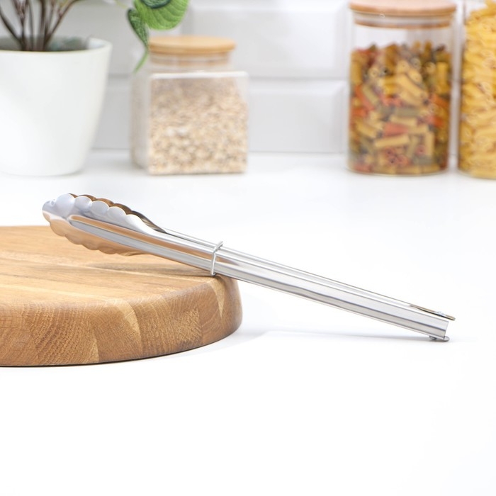 Щипцы кухонные Доляна &laquo;Лист&raquo;, 28,5 см, цвет серебристый