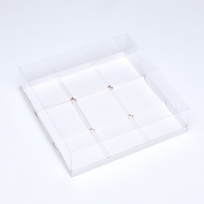 Коробка для муссовых пирожных 9 штук 30x30x8, Белый Коробка для муссовых пирожных 9 штук 30x30x8, Белый
