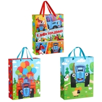 Набор подарочных пакетов, 31х40х11.5 см, Синий трактор