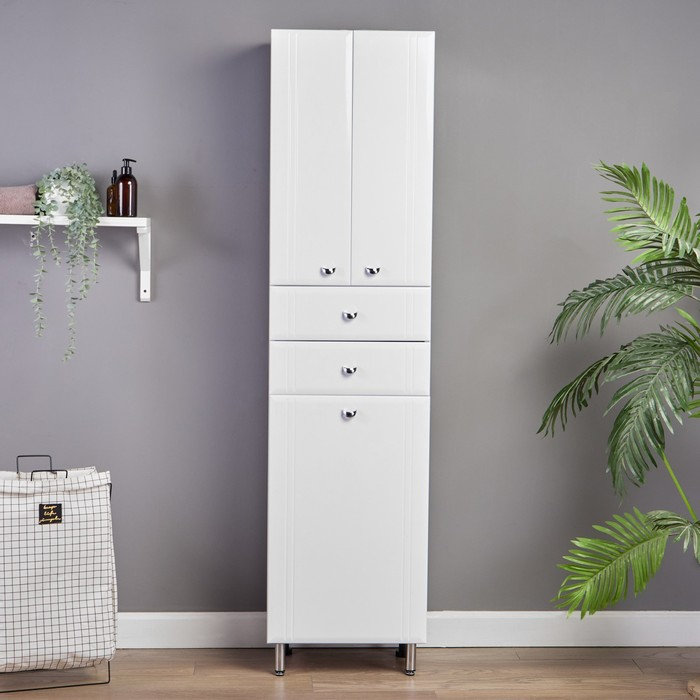 Пенал на ножках для ванной комнаты &laquo;Тура&raquo; с корзиной, 30х45х181 см