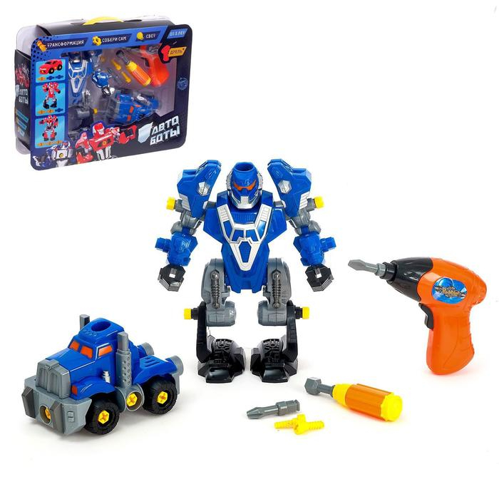 Конструктор-машина &laquo;Мега робот&raquo;, 3 в 1, со световым шуруповёртом, работает от батареек