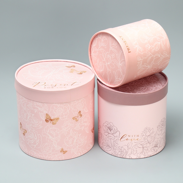 Набор шляпных коробок 3 в 1, упаковка подарочная, «Линейные цветы», 13 х 13 - 18 х 18 см Набор шляпных коробок 3 в 1, упаковка подарочная, «Линейные цветы», 13 х 13 - 18 х 18 см