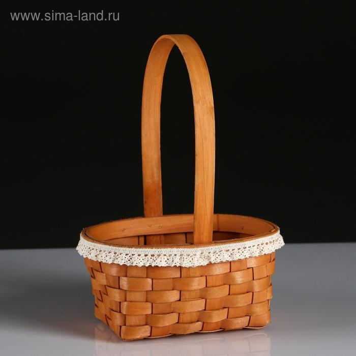 Корзина плетеная (секвойя), 16х11хН8/21,5 см, 1 шт., натуральный с окантовкой
