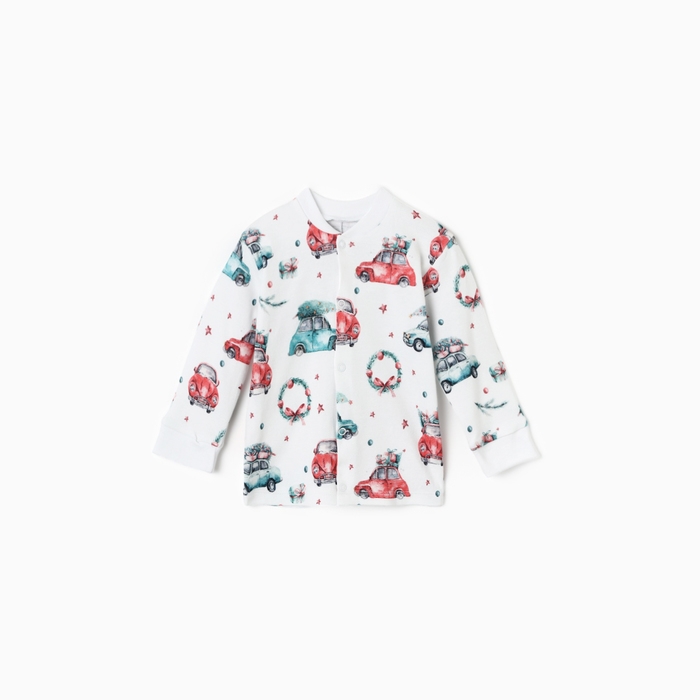 Кофточка детская MINAKU Кофточка детская MINAKU "New Year's cars", цвет белый, рост 62-68 см