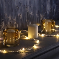 Гирлянда &laquo;Нить&raquo; 2 м роса с насадками &laquo;Бусины&raquo;, IP20, нить серебристая, 20 LED, батарейки AAx2 (не в комплекте), 2 режима, свечение тёплое белое