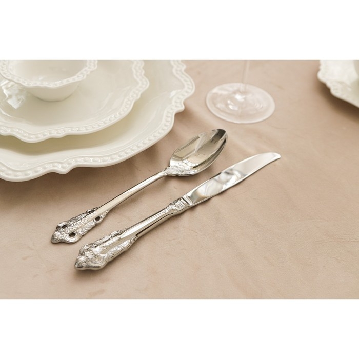 Набор столовых приборов из нержавеющей стали Magistro Queen, 4 предмета, цвет серебряный Набор столовых приборов из нержавеющей стали Magistro Queen, 4 предмета, цвет серебряный