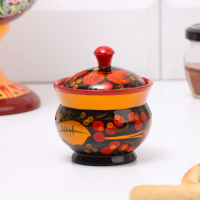 Солонка &laquo;Ягодка&raquo;, 7 х 7 см, хохлома