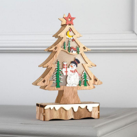 Светодиодная фигура &laquo;Ёлка со снеговиком&raquo; 12 &times; 20 &times; 5 см, дерево, батарейки АААх2 (не в комплекте), свечение тёплое белое