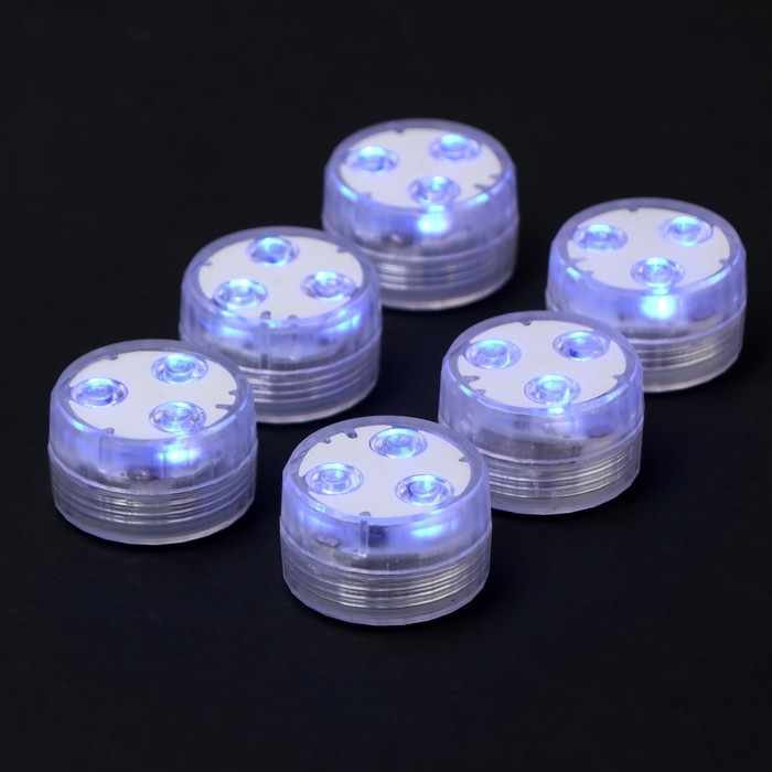 Светильник водонепроницаемый мини, 3 x 1.9 см, 6 шт, от CR2032 (в компл.), пульт, RGB, IP68 Светильник водонепроницаемый мини, 3 x 1.9 см, 6 шт, от CR2032 (в компл.), пульт, RGB, IP68