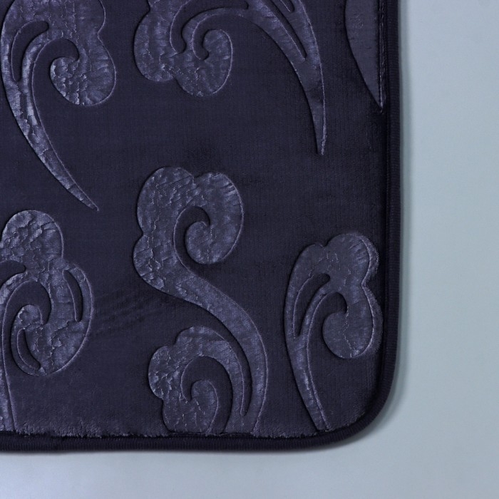 Коврики для ванной и туалета Доляна «Грация», 2 шт: 40×50 см, 50×80 см, цвет серый Коврики для ванной и туалета Доляна «Грация», 2 шт: 40×50 см, 50×80 см, цвет серый