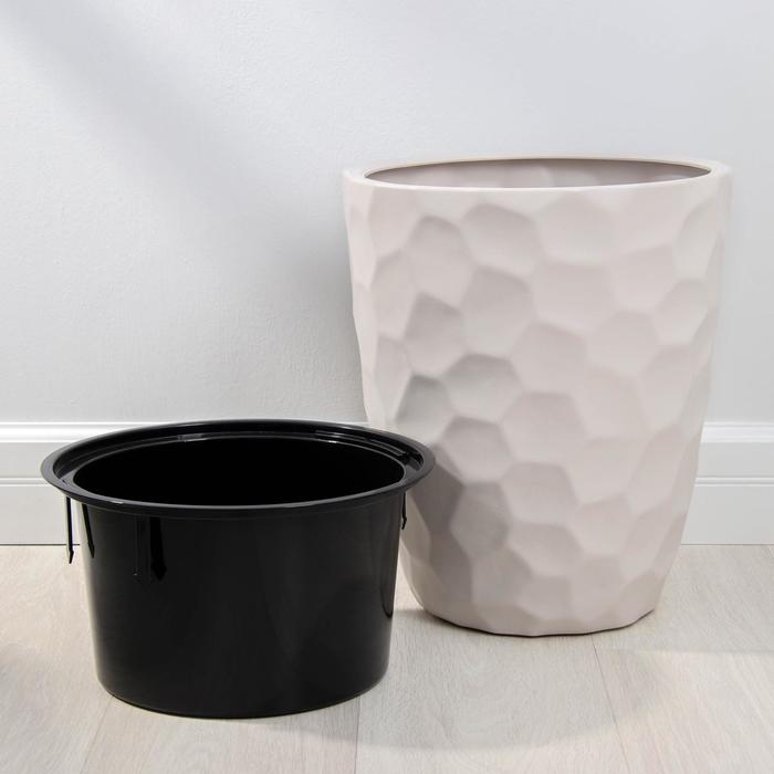 Кашпо для цветов со вставкой &laquo;Мозаика&raquo;, 19,5 л (9 л), цвет кремовый