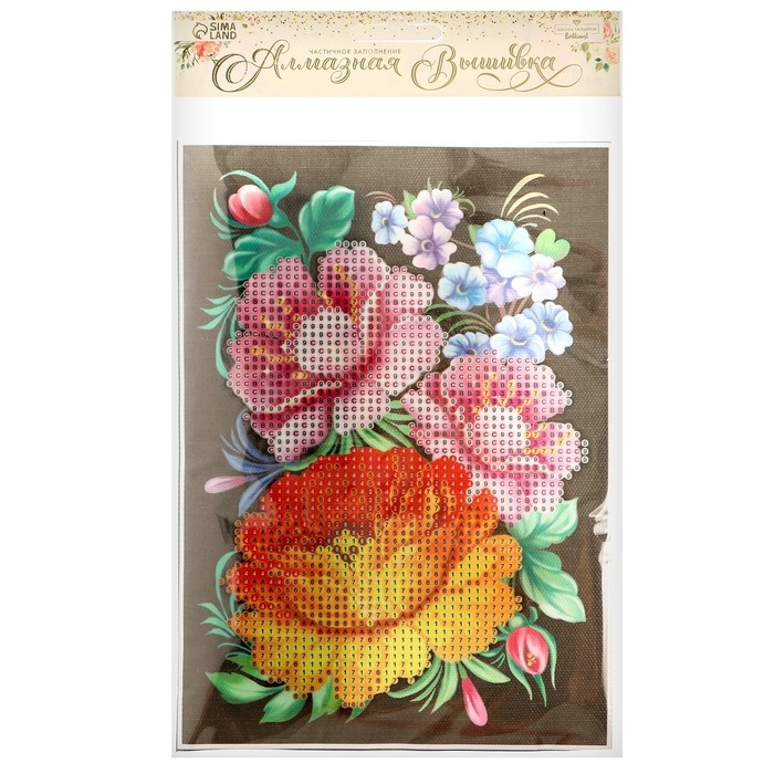 Алмазная мозаика с частичным заполнением на холсте &laquo;Жостово&raquo;, 15 х 21 см