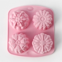 Форма для выпечки Доляна &laquo;Цветы. Цветочная долина&raquo;, силикон, 14&times;16 см, 4 ячейки, цвет МИКС