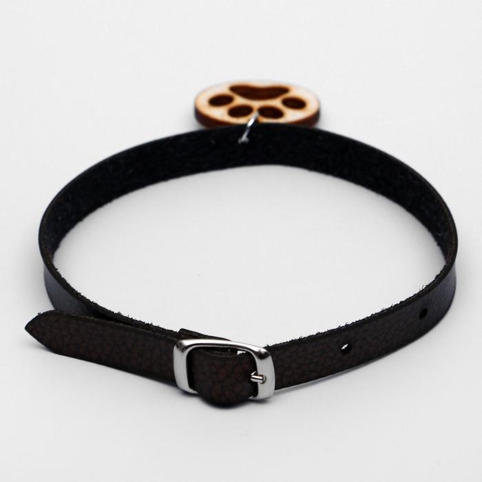 Декоративный кожаный ошейник с подвеской-лапкой (дерево), 34 х 1 см, микс цветов Декоративный кожаный ошейник с подвеской-лапкой (дерево), 34 х 1 см, микс цветов