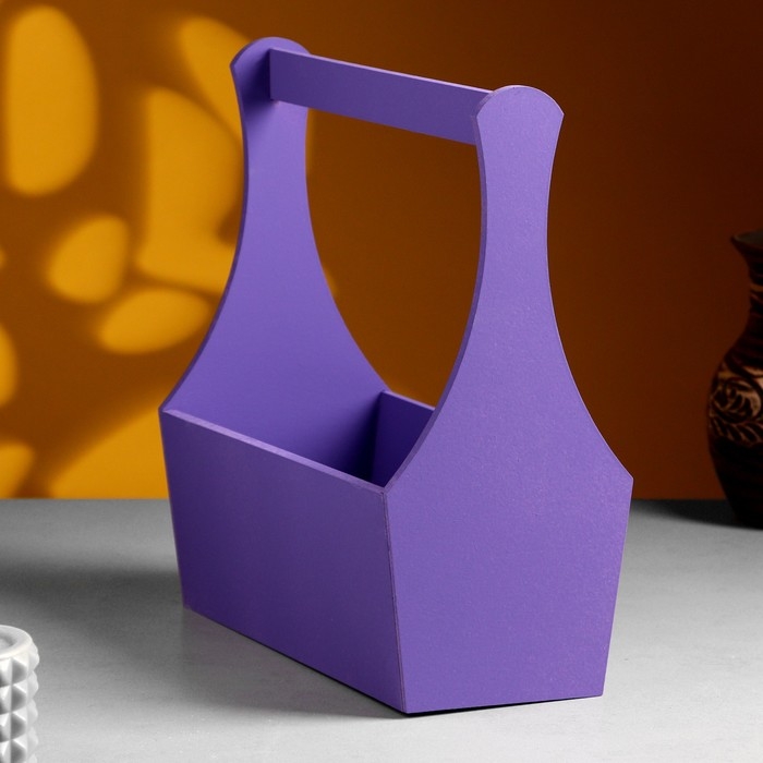 Кашпо деревянное "Виллиан Лонг", с ручкой, 25&times;12,5&times;10(28) см Фиолетовый