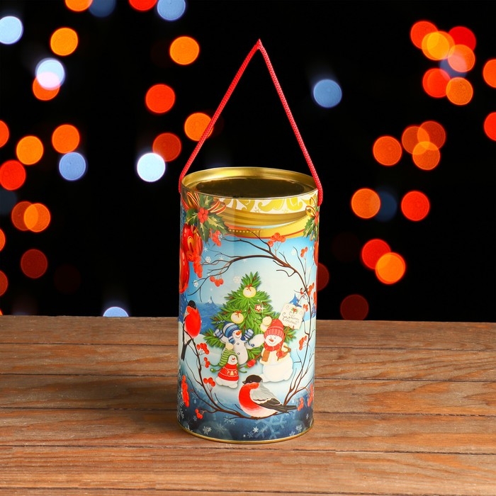 Новый год. Подарочная коробка, тубус &laquo;Снегири&raquo; 120 х 220 мм (200 мм внутр. высота).