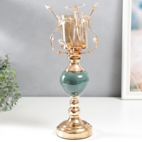 Подсвечник металл на 1 свечу "Веточки с кристаллами. Сине-зелёный шар" золото 38х17х17 см Подсвечник металл на 1 свечу "Веточки с кристаллами. Сине-зелёный шар" золото 38х17х17 см