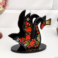 Салфетница &laquo;Лебедь&raquo;, 7 х 12 см, хохлома