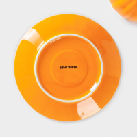 Чайная пара фарфоровая Доляна &laquo;Вивьен&raquo;, 2 предмета: чашка 200 мл, блюдце d=15 см, цвет оранжевый