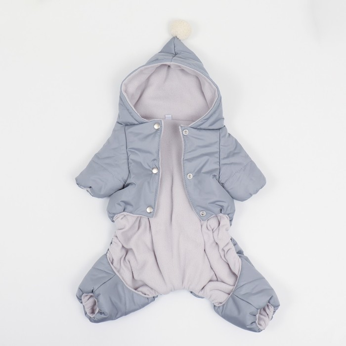 Комбинезон зимний для животных, флис, XL (ДС 32-34, ОШ 32, ОГ 40-44 см), серый