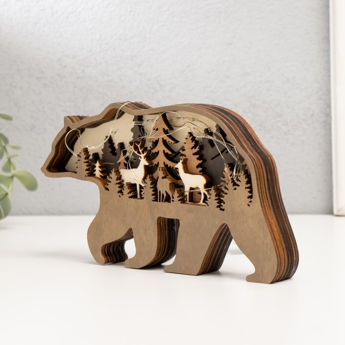 Сувенир дерево свет Сувенир дерево свет "Бурый медведь" 18х10 см