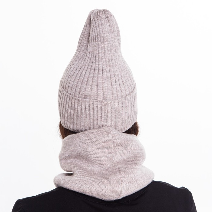 Комплект женский зимний (шапка/снуд), цвет бежевый, размер 56-58 Комплект женский зимний (шапка/снуд), цвет бежевый, размер 56-58