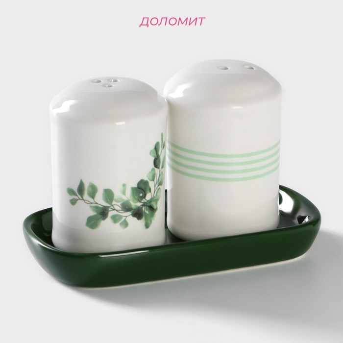 Набор для специй Доляна &laquo;Эвкалипт&raquo;, 2 предмета: солонка 130 мл, перечница 130 мл