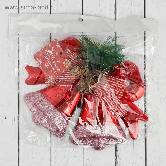 Украшение новогоднее Украшение новогоднее "Колокольчик шишки и бантики" 19х13 см, красный