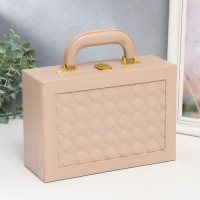 Шкатулка кожзам для украшений чемодан "Крупная клетка" бежевая 9х25х17 см Шкатулка кожзам для украшений чемодан "Крупная клетка" бежевая 9х25х17 см