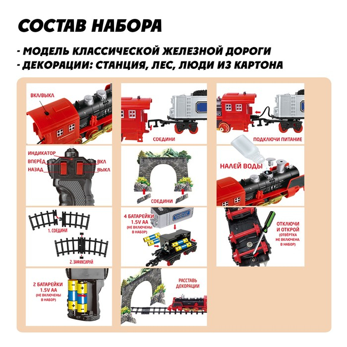 Железная дорога «Скорый поезд», радиоуправление, эффект дыма Железная дорога «Скорый поезд», радиоуправление, эффект дыма