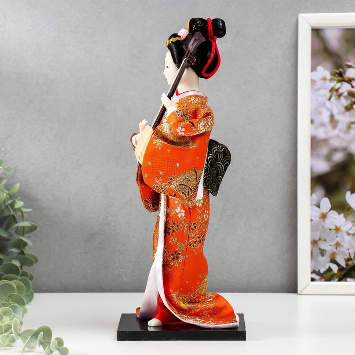 Кукла коллекционная "Гейша с музыкальным инструментом" 32х12,5х12,5 см