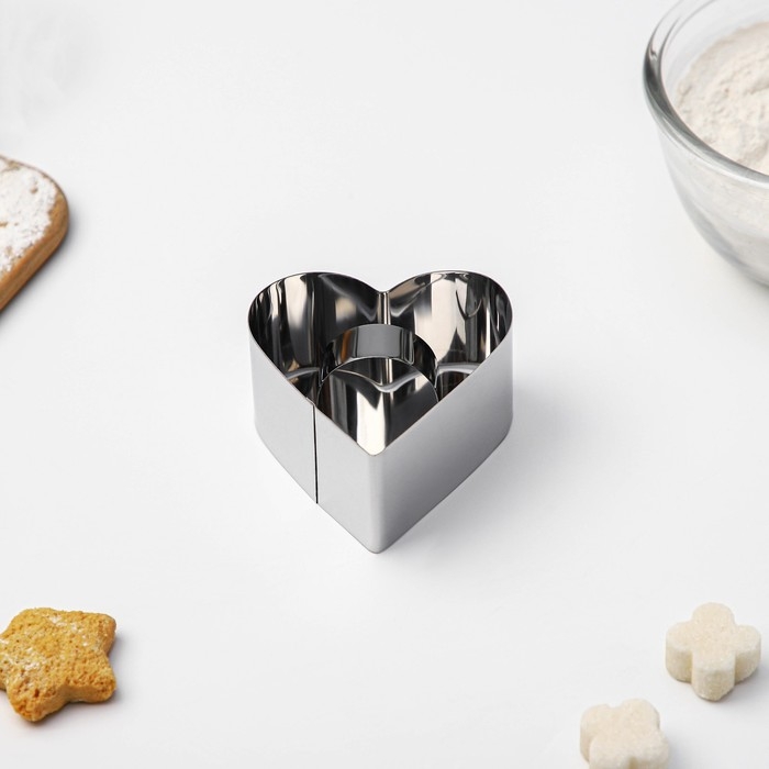 Форма для выкладки Доляна «Сердце», 8×8×4 см, с прессом, толщина 4 мм Форма для выкладки Доляна «Сердце», 8×8×4 см, с прессом, толщина 4 мм