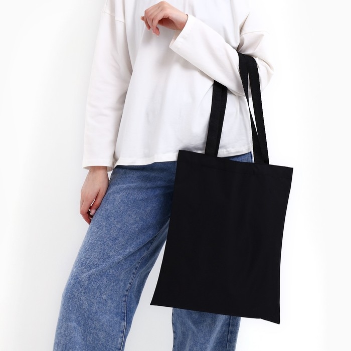 Шопер однотонный, 35х0.5х40 см, оксфорд 600D, 200 гр, без подклада, чёрный