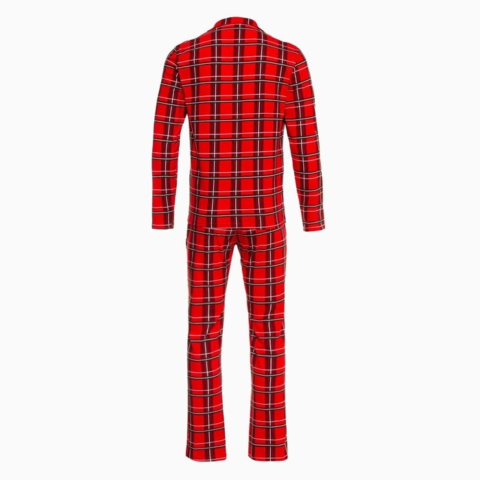 Пижама новогодняя мужская KAFTAN "Клетка", цвет красный, размер 48