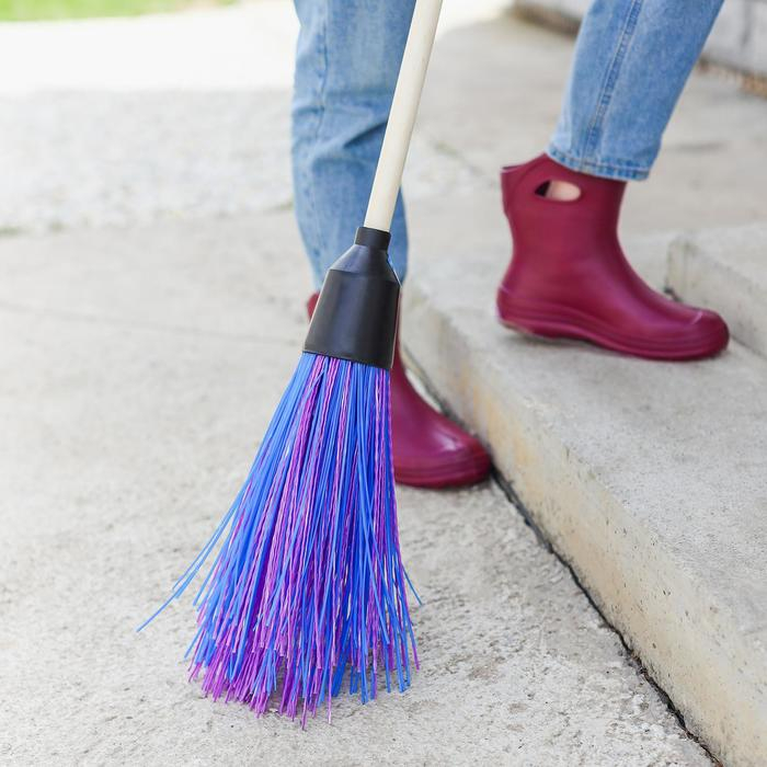 Метла полипропиленовая, круглая, наборная &laquo;Стандарт&raquo;, с черенком, 4 кольца, цвет МИКС