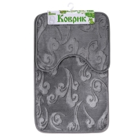 Коврики для ванной и туалета Доляна &laquo;Грация&raquo;, 2 шт: 40&times;50 см, 50&times;80 см, цвет серый