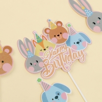 Набор топперов «С днём рождения» зверята Набор топперов «С днём рождения» зверята